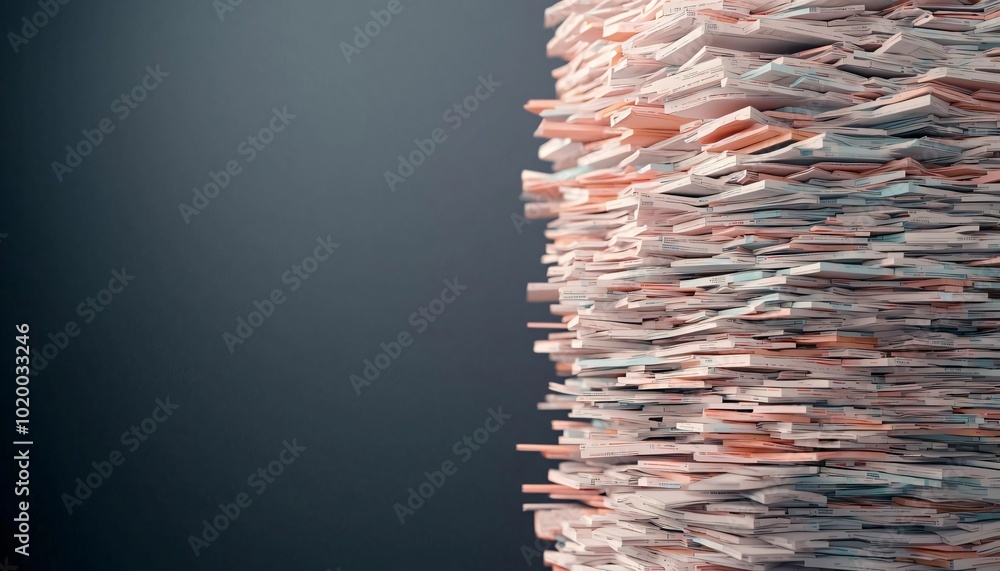 Poster abstract stack of papers creating a textured, dynamic visual, perfect for modern art or business con