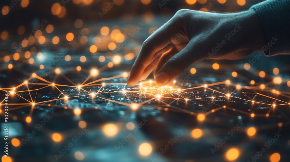 Aufkleber digital touch interaction with abstract network