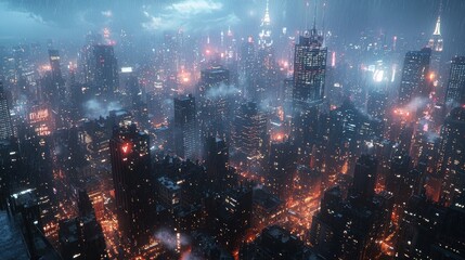 Fototapeta premium High-Fidelity Night View of a Sprawling Cityscape