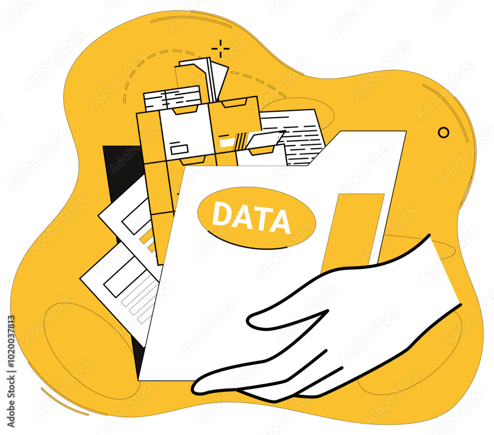 Poster data science vector illustration. statistics become vibrant storytellers in hands adept data science