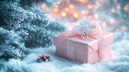 Serene Winter Gift in Snowy Setting