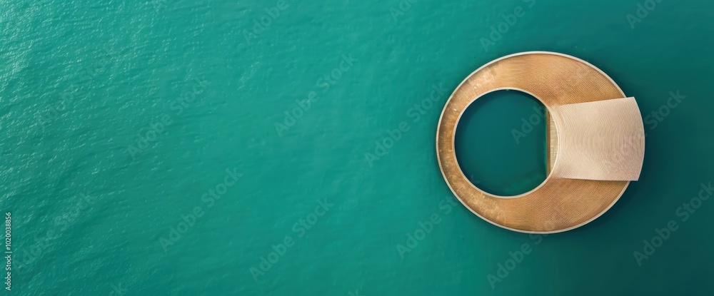 Poster elegant circular decorative object against vibrant aqua background a fusion of design and color