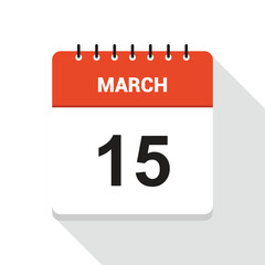 March 15 Calendar Date Icon