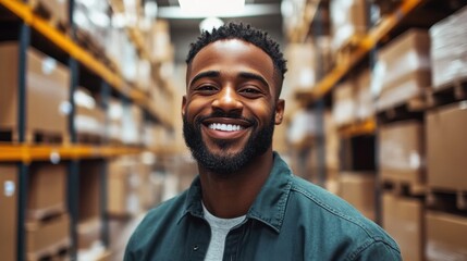 Obraz premium Happy Warehouse Worker.