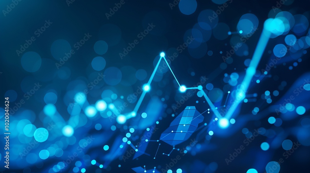 Aufkleber blue growth chart representing financial success with rising data graph and upward arrow symbol on a