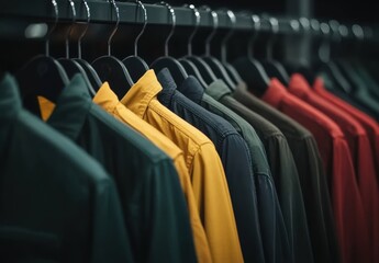 Colorful Shirts on Hangers.