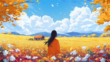 Cute little girl in autumn