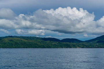 Landscape of Weh island and Rubiah island. Beautiful landcape of Sabang Island in Sumatera Indonesia. Island view from the boat.