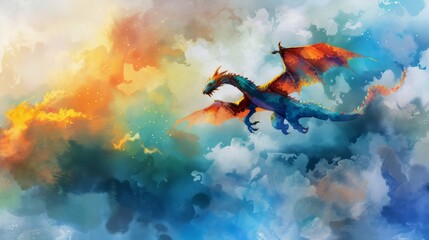 Majestic Dragon Soaring Over Mystical Landscape