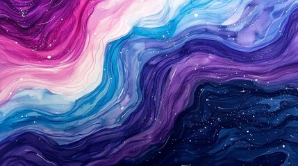 Vibrant Watercolor Galaxy Swirls in Blues and Purples