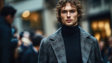Fototapeta premium Man in Grey Coat.