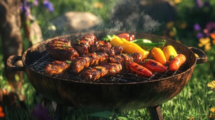 The Grilled Meat and Vegetables