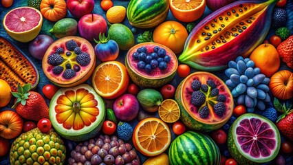 Fototapeta premium Vibrant Abstract Fruit Paintings Showcasing Colorful Shapes and Textures in Artistic Expressions