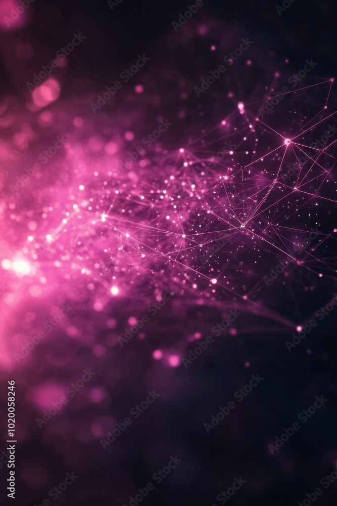 Poster a mesmerizing display of glowing pink particles fills the space, creating an ethereal atmosphere aga