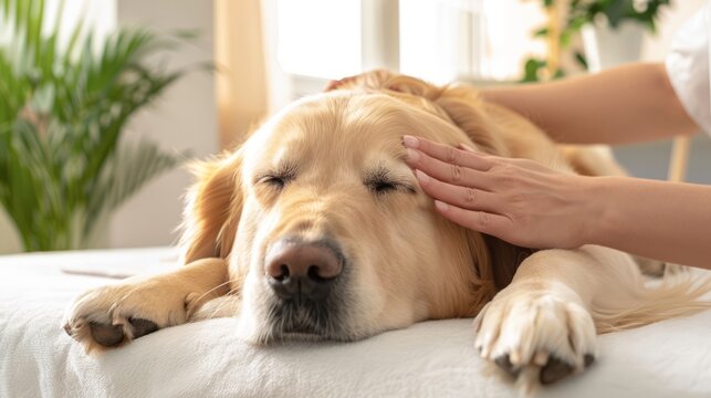 Dog Enjoying Gentle Massage from Therapist