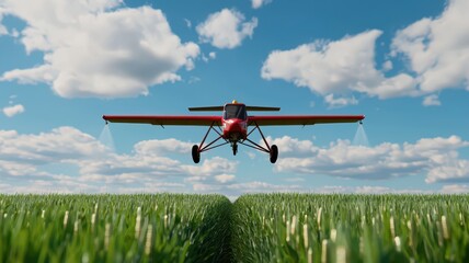 industrial agriculture, featuring vast monoculture fields and the application of pesticides.