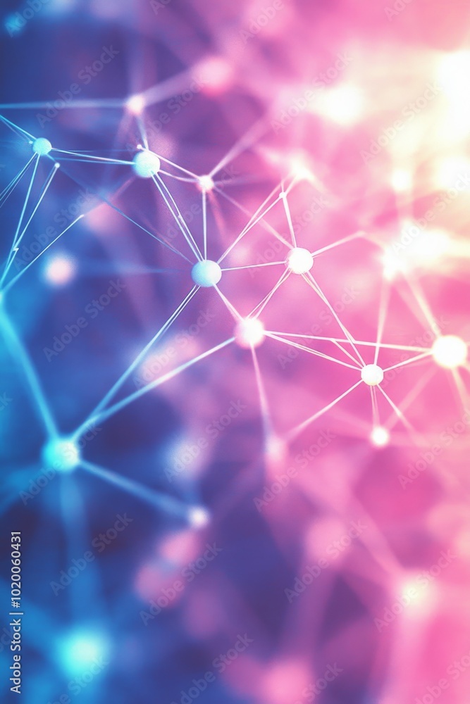 Poster a vibrant display of interconnected nodes and lines illustrates digital technology, highlighting the