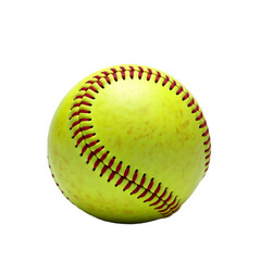 Yellow softball isolated on transparent background. PNG 