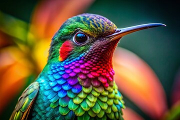 Fototapeta premium Vibrant Aztec Hummingbird Art with Intricate Patterns and Bold Colors for Decorative Purposes