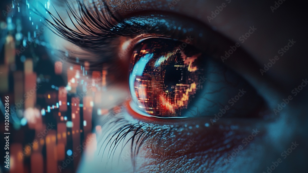Aufkleber eye with digital data reflection in high resolution