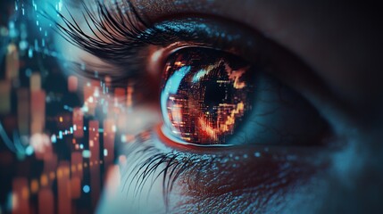 Eye with Digital Data Reflection in High Resolution