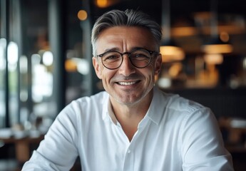 Obraz premium Happy Man in Glasses.