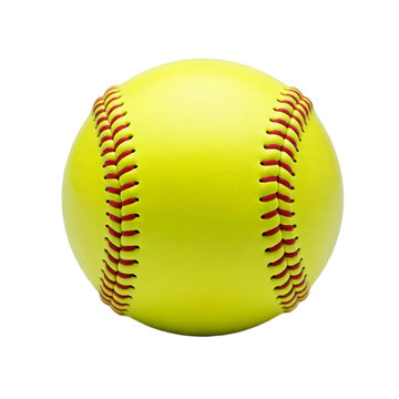 Yellow softball isolated on transparent background. PNG 