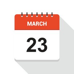 March 23 Calendar Date Icon