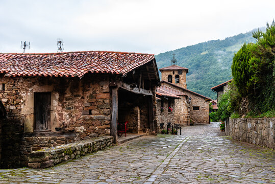 Scenic view of Barcena Mayor, a traditional small village in Cantabria