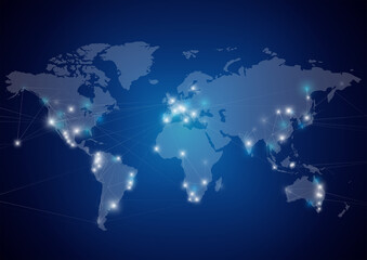 Fototapeta premium world network, future, space, galaxy, planet, computer, artificial intelligence, connecting people to all corners of the world