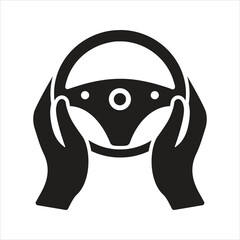 Steering wheel icon. Hands-on steering wheel icon