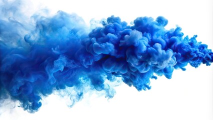 Obraz premium Blue smoke cloud against white background