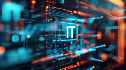 Obraz premium IT virtual screen representation, IT information technology concept on screen, computer system