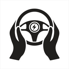 Steering wheel icon. Test drive icon
