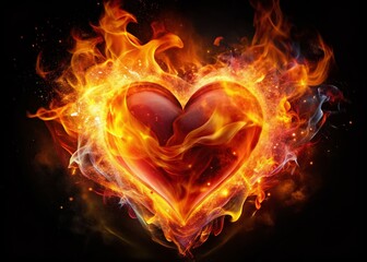 Vibrant Hearts on Fire Logo Design Symbolizing Passion, Love, Energy, and Creativity in Art