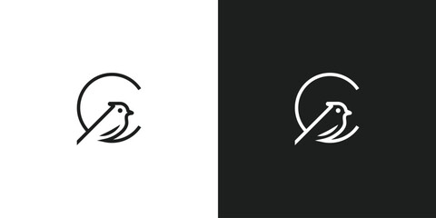 Letter C with Bird Logo Design