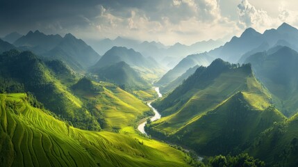 Fototapeta premium Mountain River Landscape.