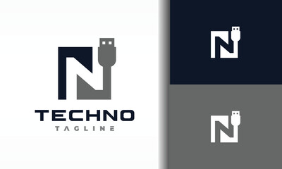 letter N USB cable logo