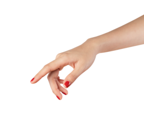 hand pointing at screen on isolated background.