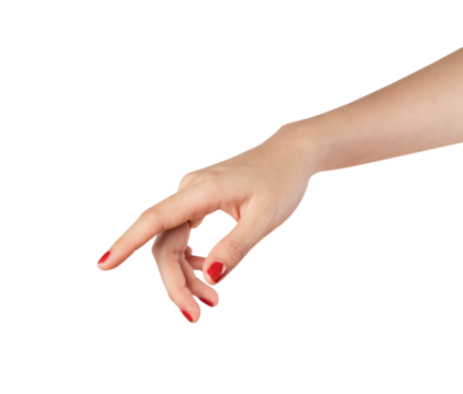 hand pointing at screen on isolated background.