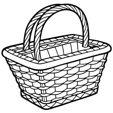 recommend clip art: Basket wicker picnic vector line art