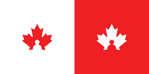 Canada or Maple Leaf with People Logo Design