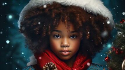 Portrait of a girl with a Christmas background