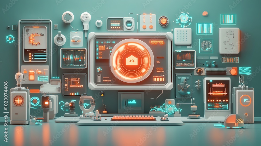 Poster cyber threat intelligence flat design front view futuristic theme 3d render splitcomplementary color