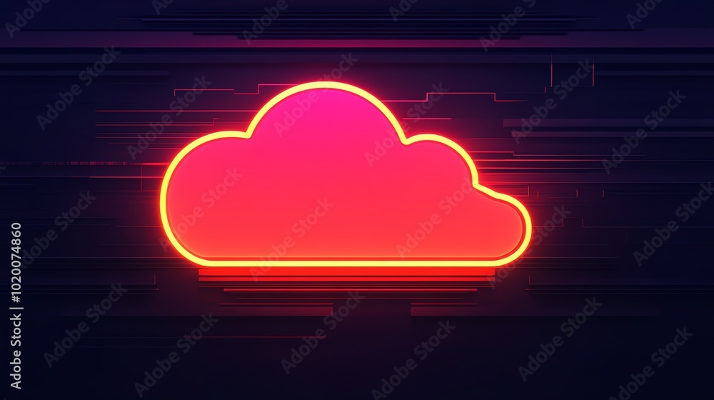 Poster secure cloud storage flat design top view hightech theme animation triadic color scheme