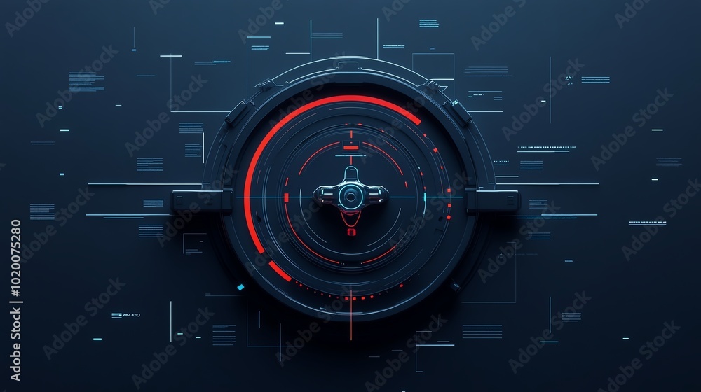 Poster threat detection flat design front view hightech theme water color triadic color scheme