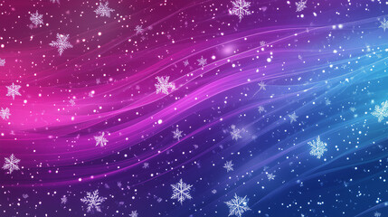 Obraz premium Abstract snowfall with glowing pink and blue gradient background