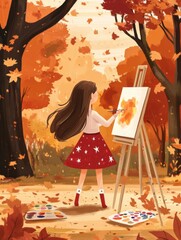 Cute little girl in autumn