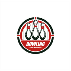 Bowling logo sport design template  bowling tournament logo badge design vector illustration