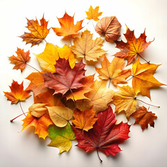 Fototapeta premium autumn season with dry leaves on white background